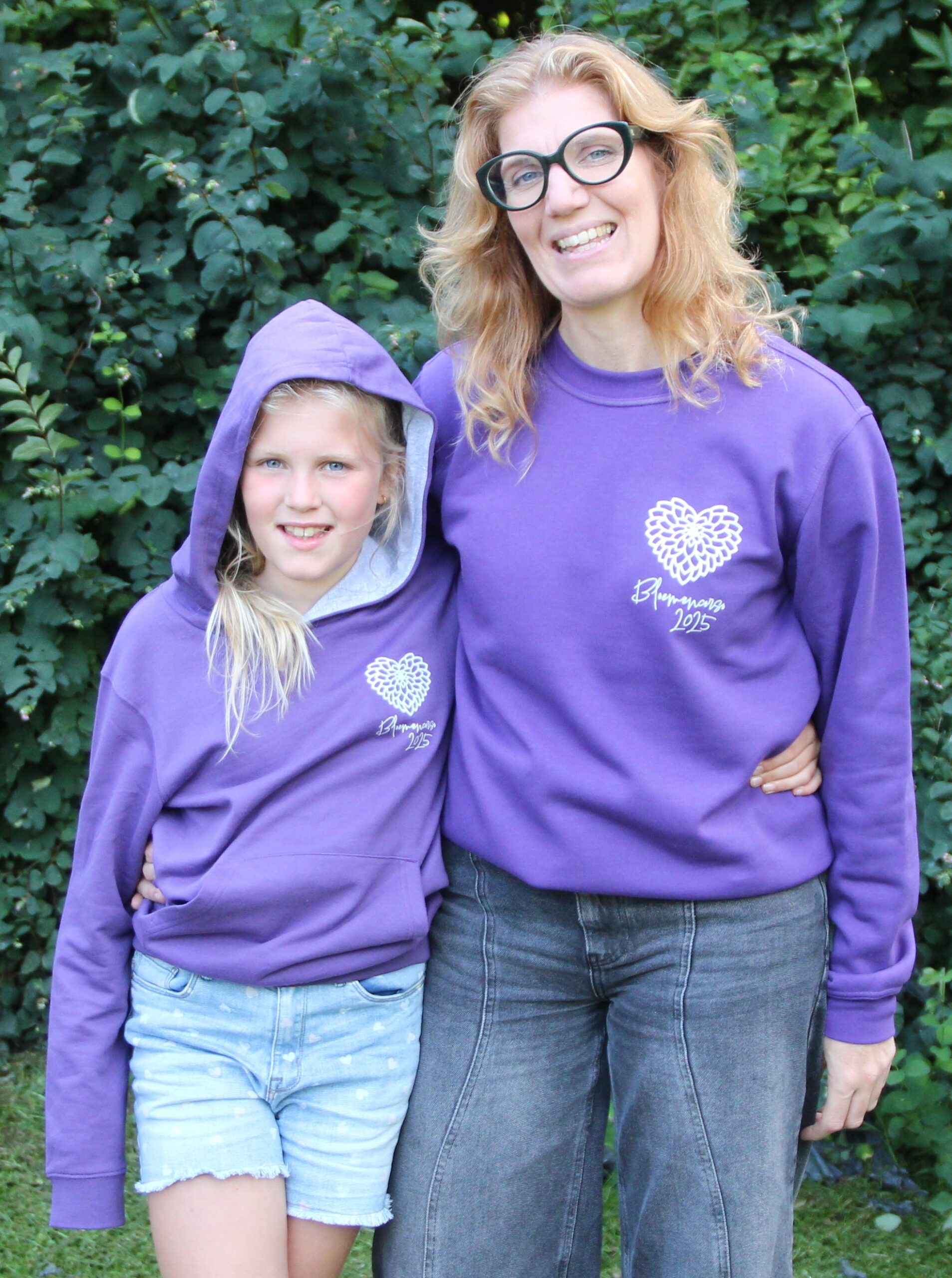 hoodie paars hart wit voor kids + sweater paars hart wit voor